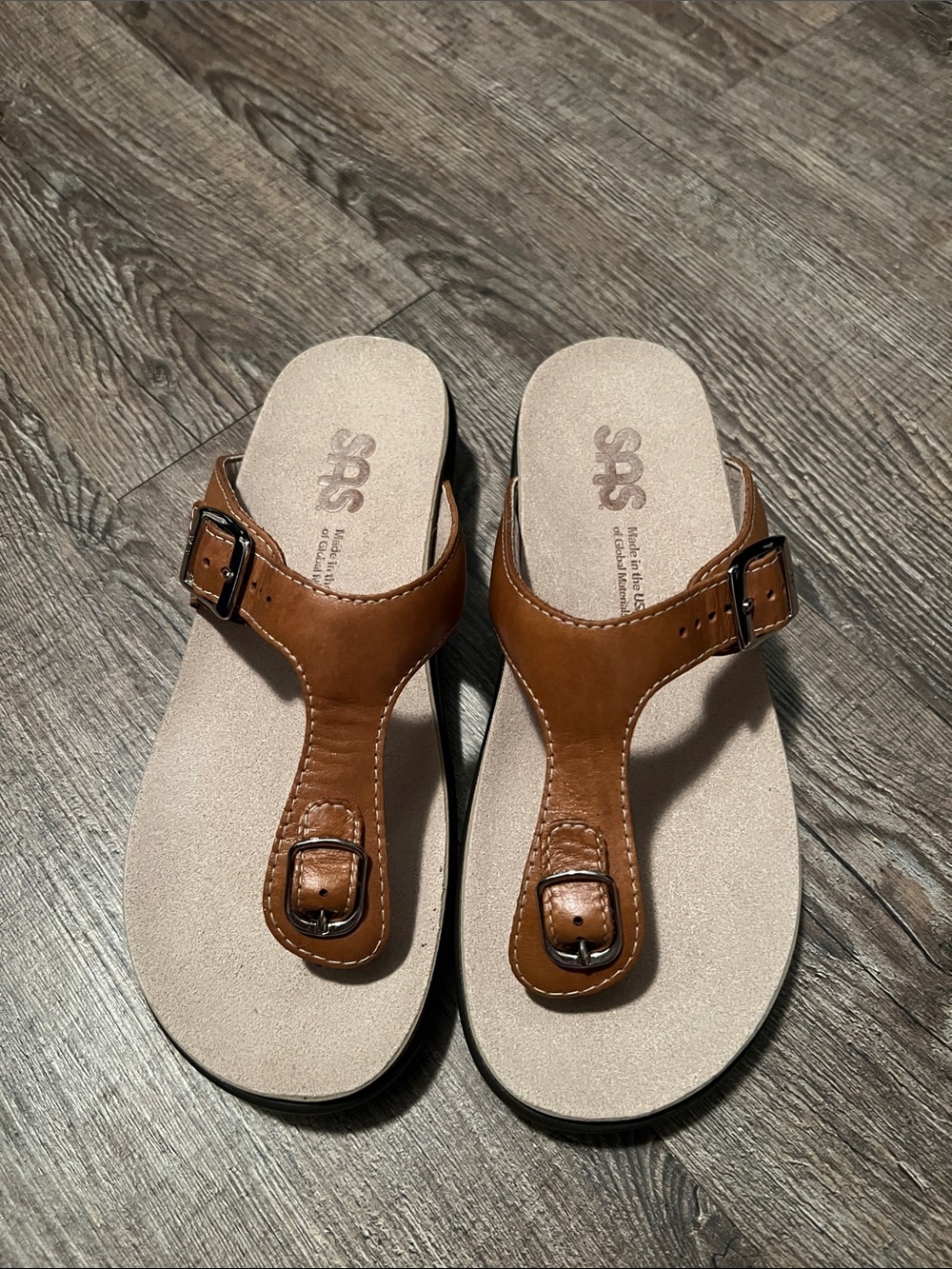SAS Sanibel Thong Women's Tan Leather Sandals 6 1/2 M